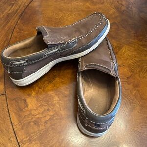 Florsheim Brown Boat Shoes with White Soles